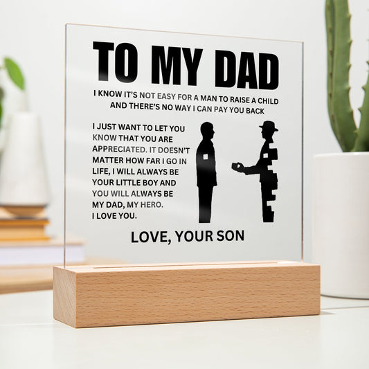 To My Dad | "My Hero" | Acrylic LED Lamp