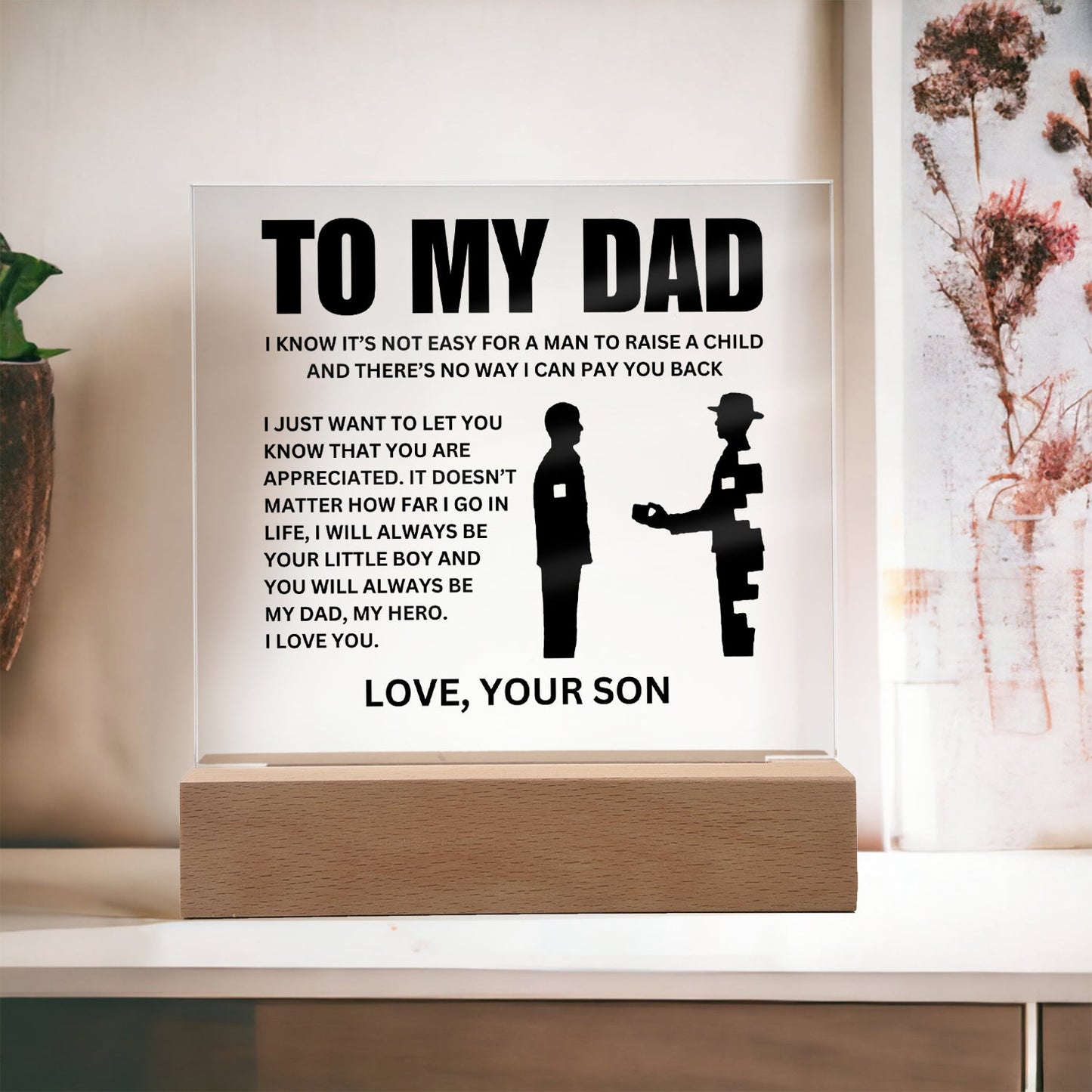 To My Dad | "My Hero" | Acrylic LED Lamp