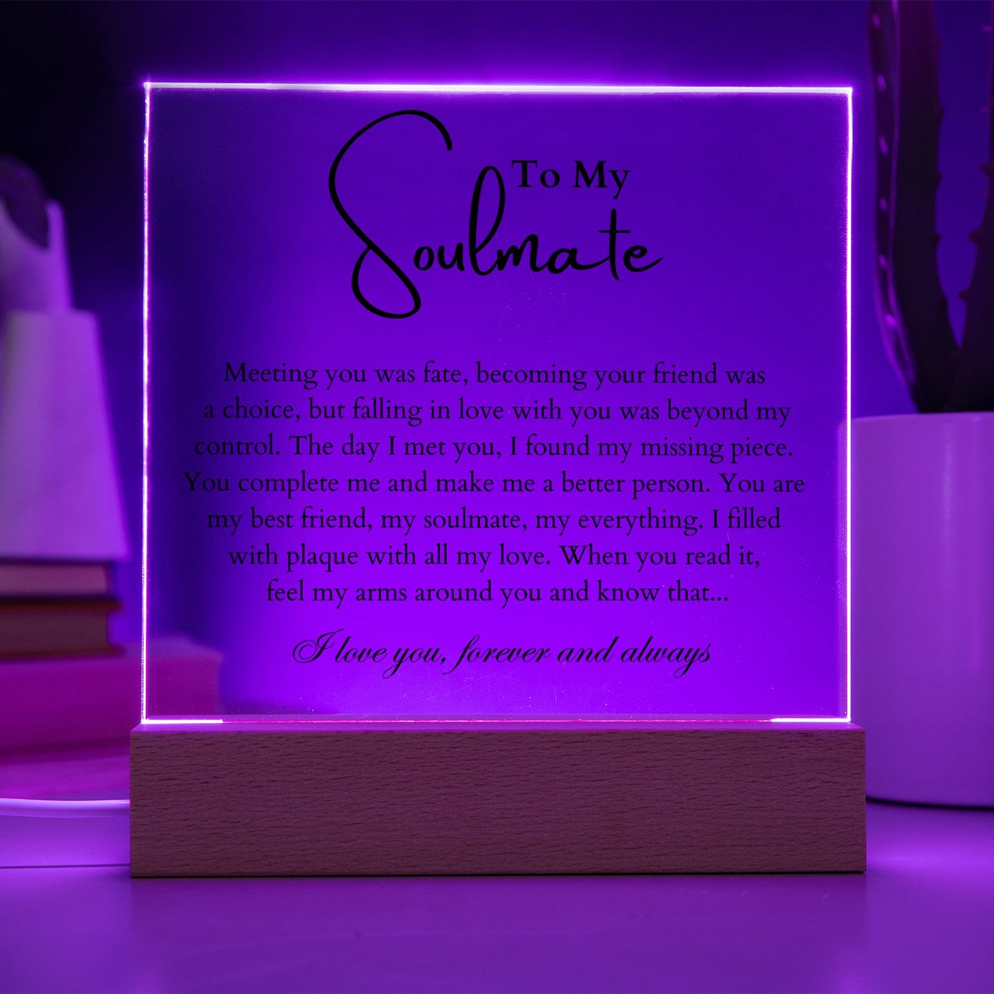 To My Soulmate | "Beyond My Control" | Acrylic LED Lamp