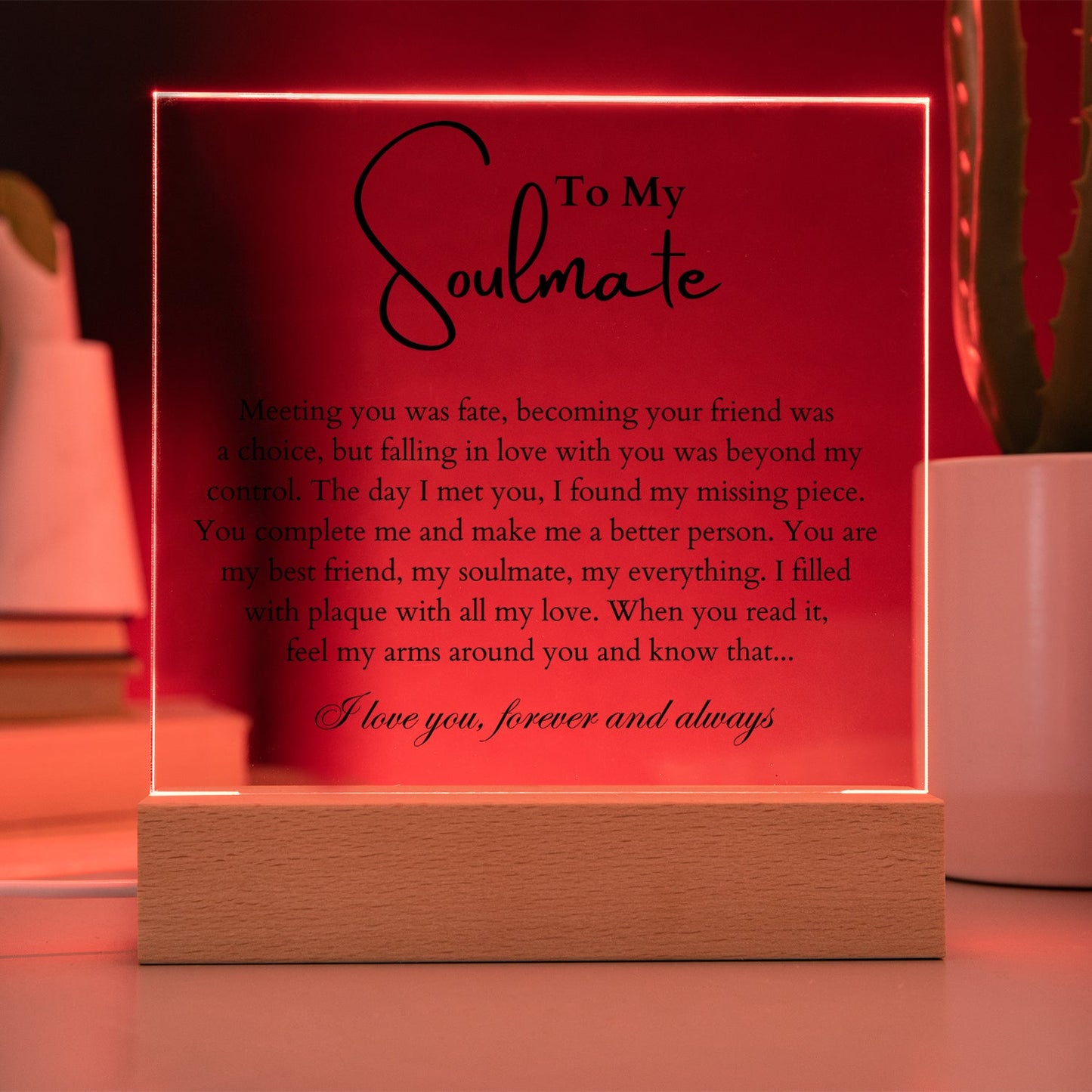 To My Soulmate | "Beyond My Control" | Acrylic LED Lamp