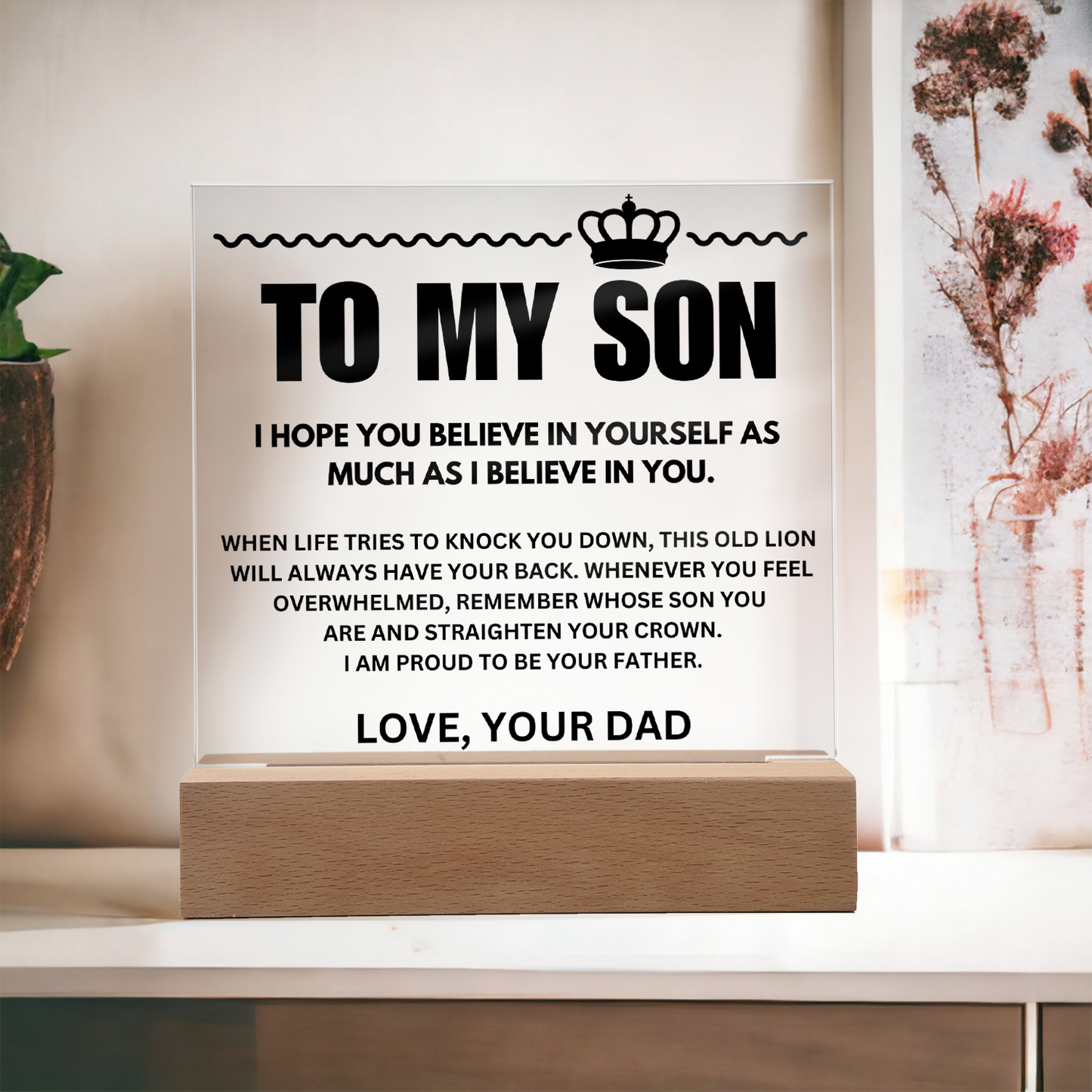 To My Son | "This Old Lion" | Acrylic LED Lamp
