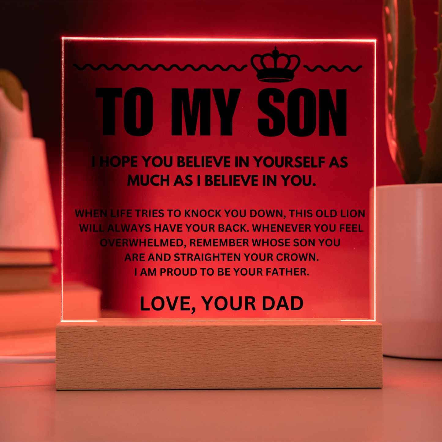 To My Son | "This Old Lion" | Acrylic LED Lamp